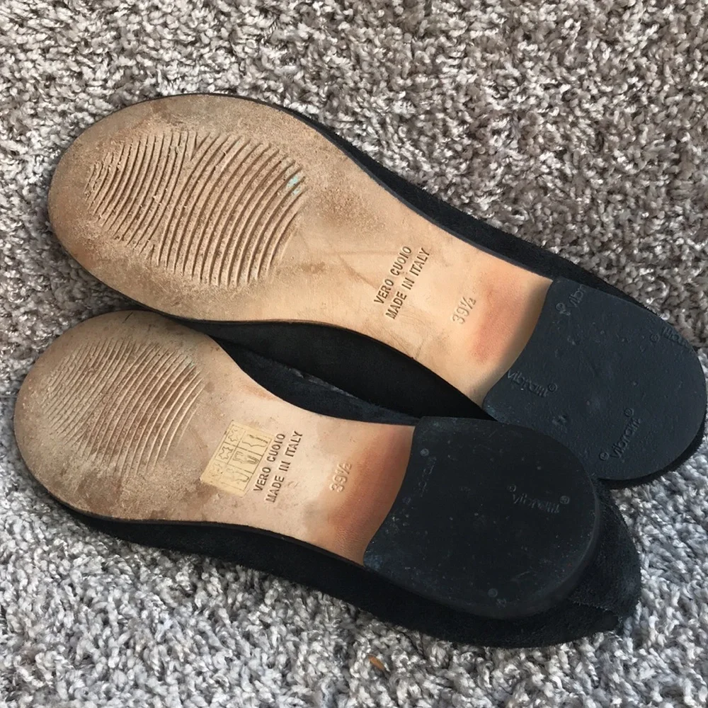 Calzoleria Toscana Black Suede Ballet Flats size 39 1/2 EU